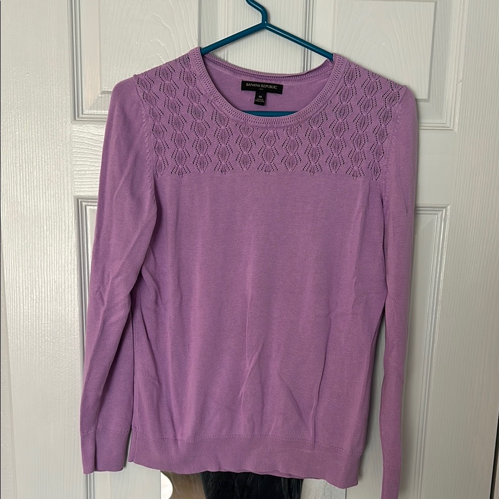 Banana Republic Light Purple Crew Neck Cotton Sweater